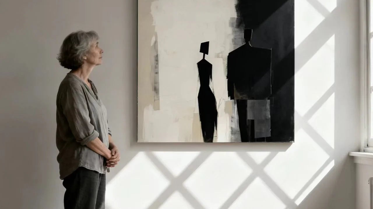 The golden ratio between the large hand-painted oil painting hanging behind the sofa and the furniture in the space.