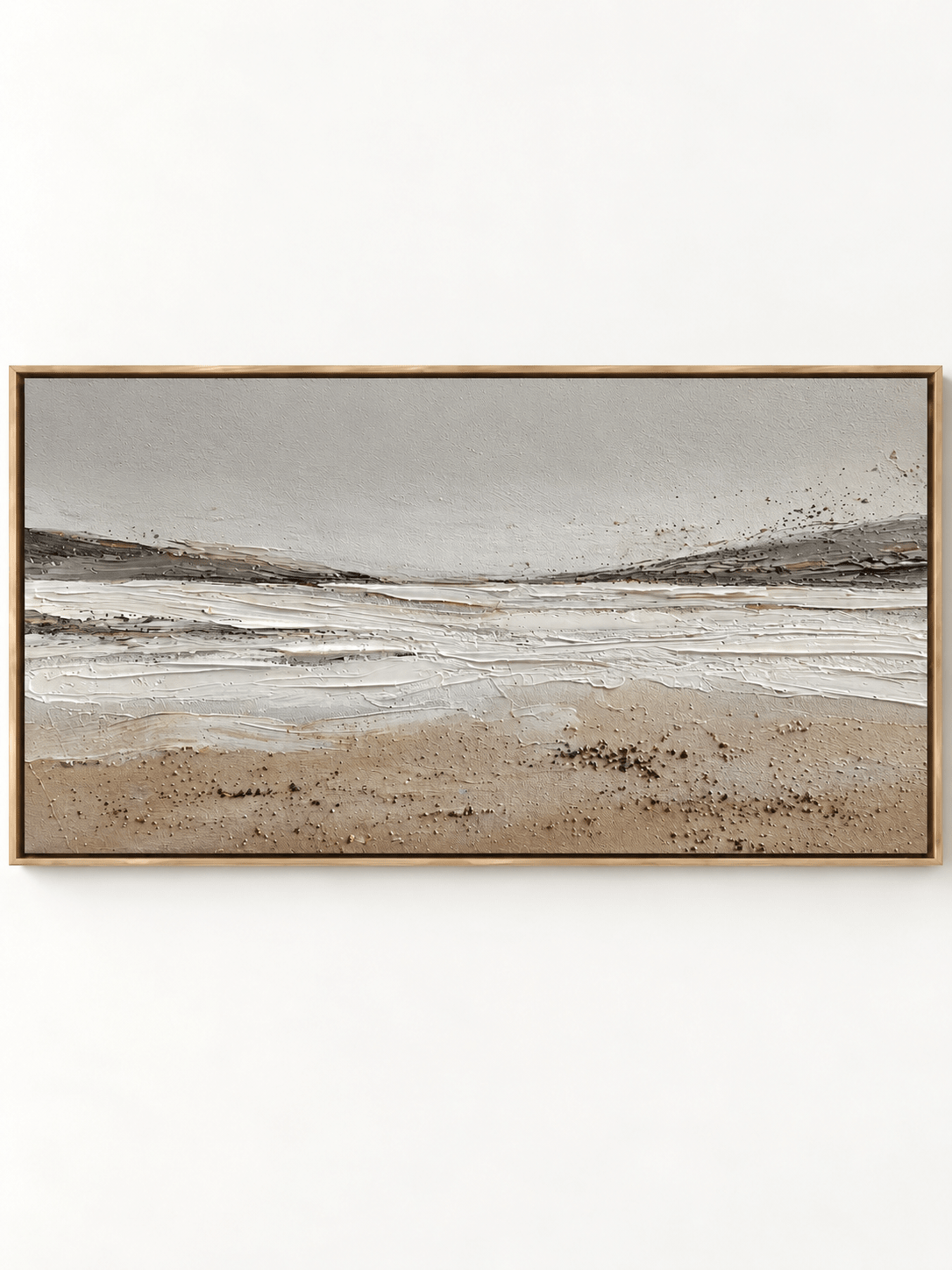 Horizontal textured coastal shoreline oil painting on canvas by Evelyn Li - WABI Wall Art