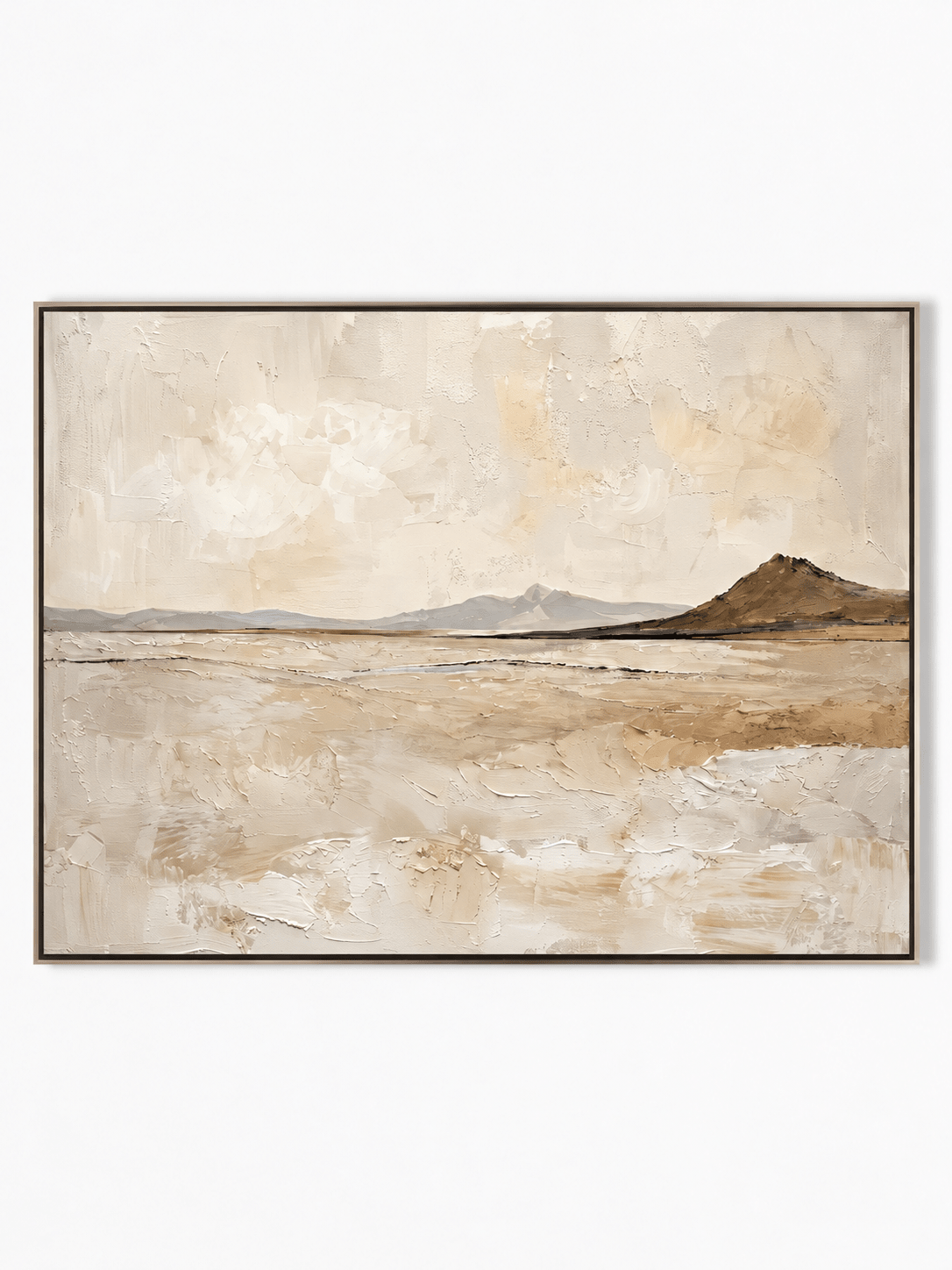Wabi-Sabi horizontal desert horizon hand-painted textured canvas art by Evelyn Li in floating frame