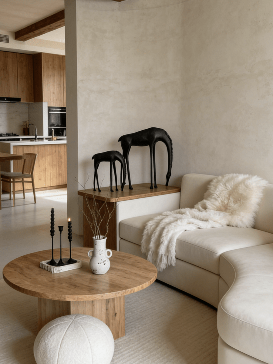 Modern minimalist drinking horse sculpture in matte black metal– elegant home decor for shelf, console, or desk styling