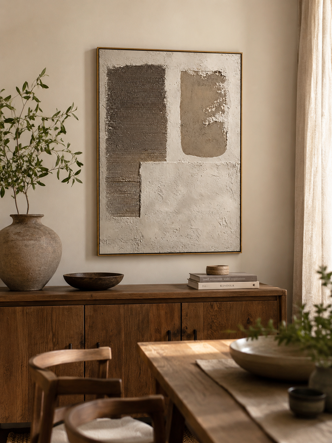 Hand painted earth tone canvas painting for living room, bedroom and entryway decor
