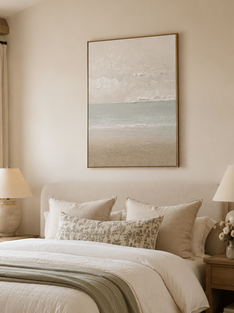 Textured coastal wall art for bedroom, living room and beach house decor
