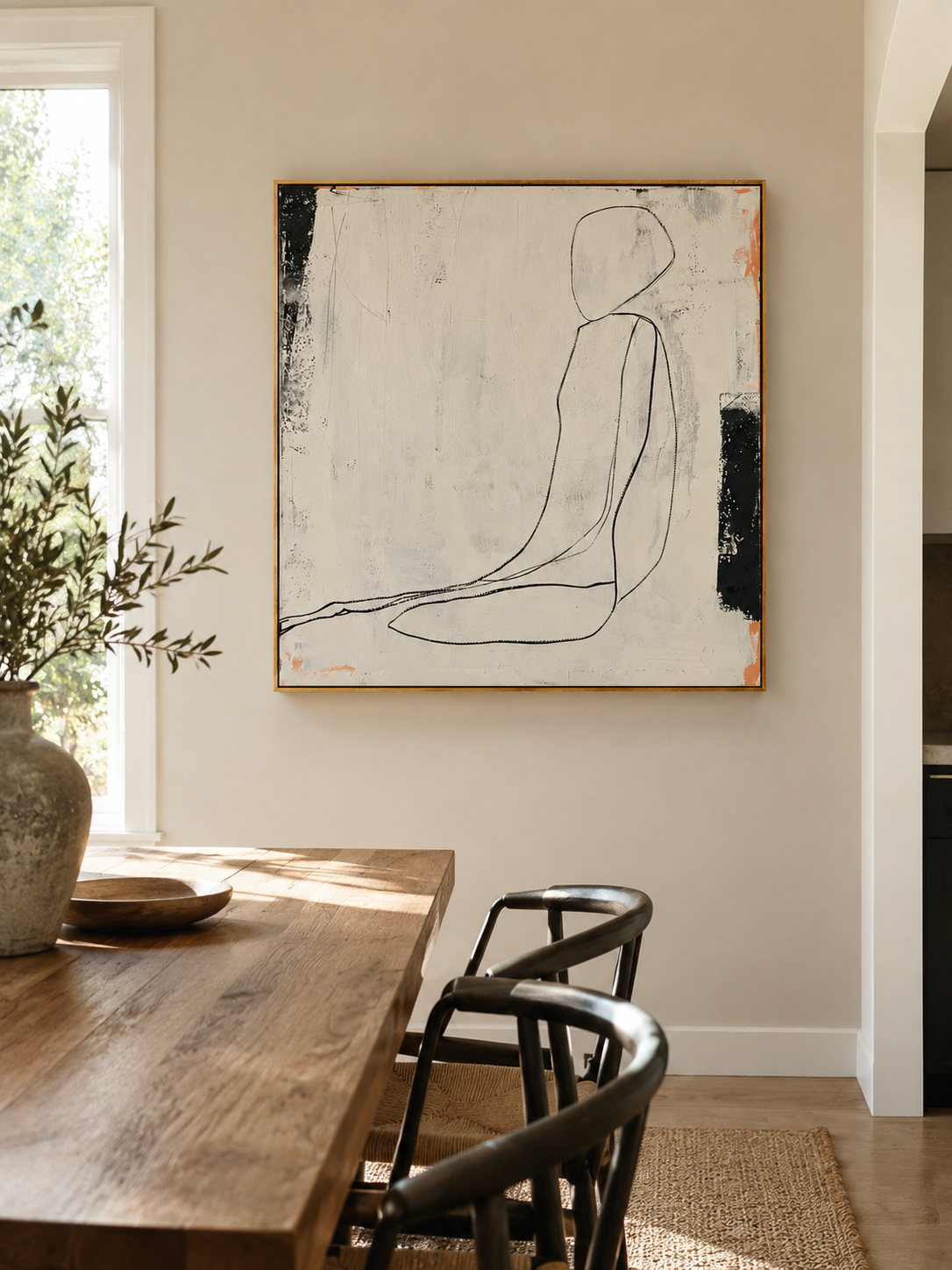 Neutral abstract figure wall art for bedroom, living room and dressing room decor