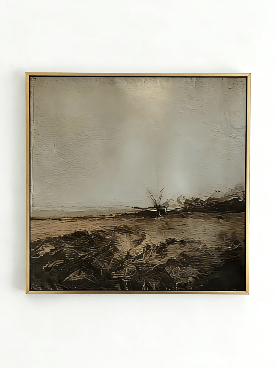 Original abstract landscape painting - textured earth tone artwork, wabi-sabi style wall art for living room or study decor