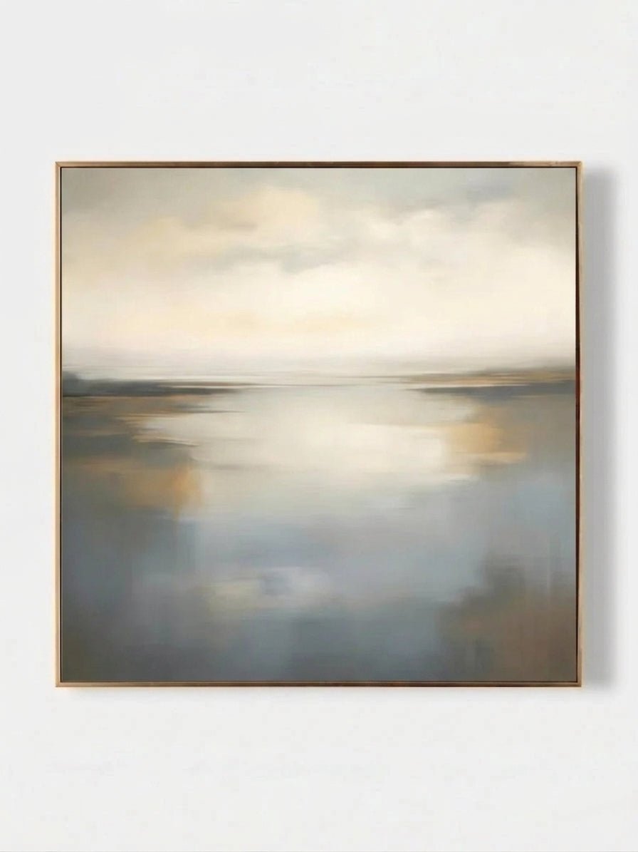 Original mirrored abstract landscape painting - meditative wall art for bedroom or calm interior decor