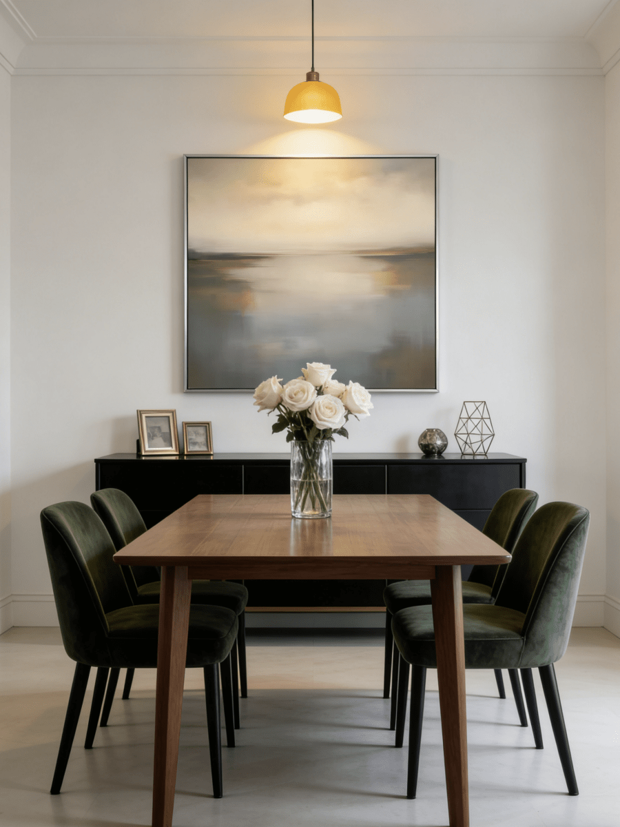 Original mirrored abstract landscape painting - meditative wall art for bedroom or calm interior decor