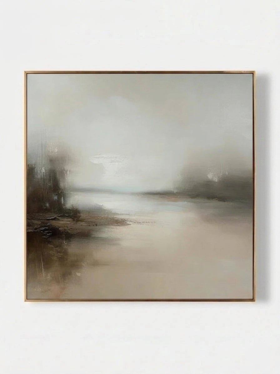 Original textured mist landscape painting - meditative wall art for bedroom or study decor