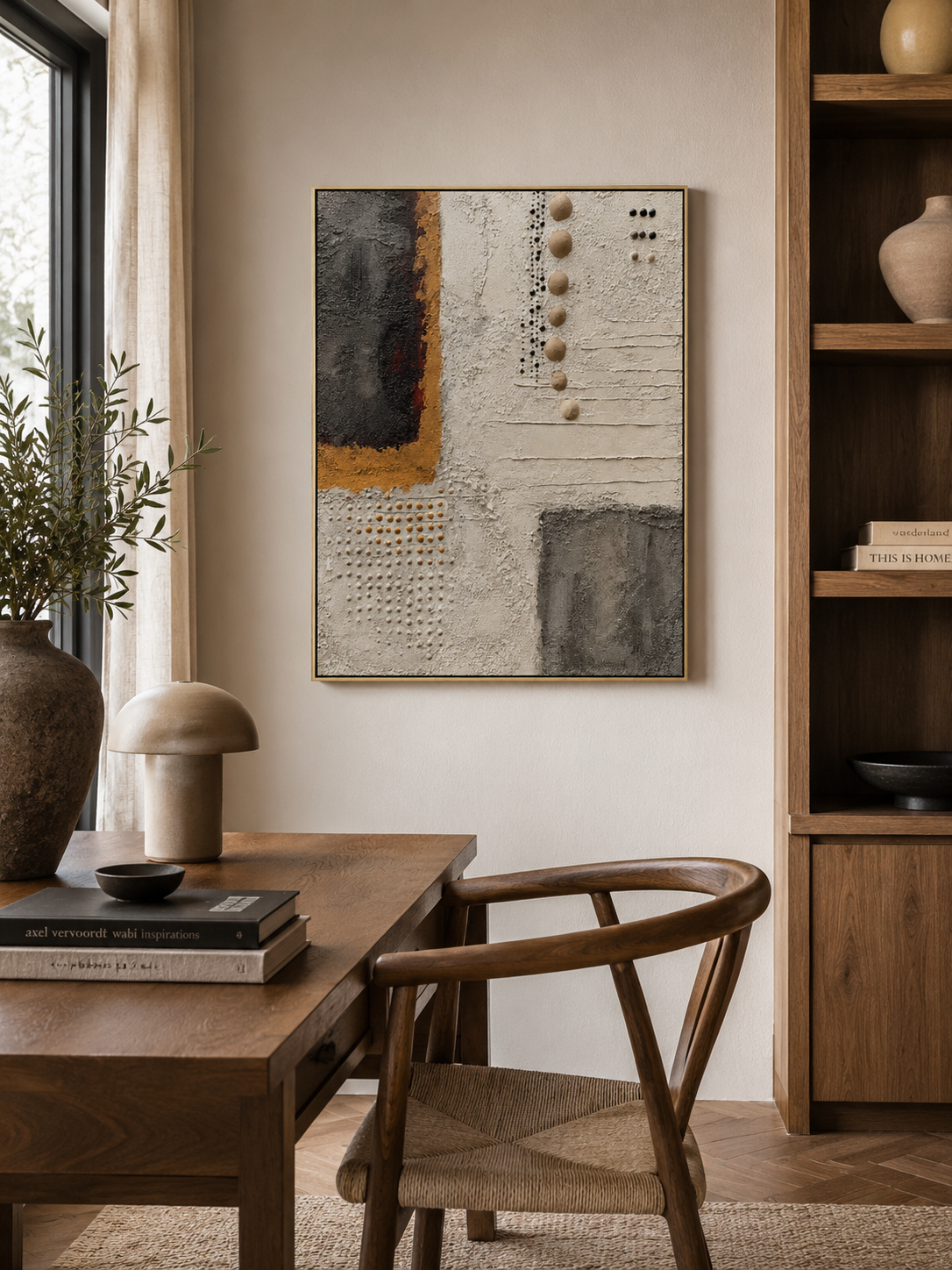 Neutral geometric wall art for modern living room, bedroom, and entryway decor
