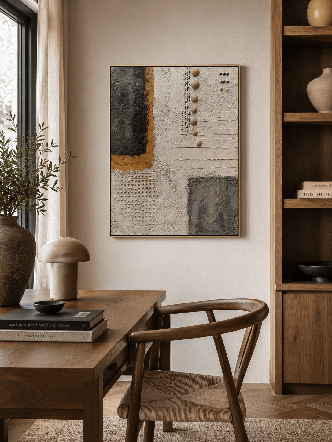 Neutral geometric wall art for modern living room, bedroom, and entryway decor