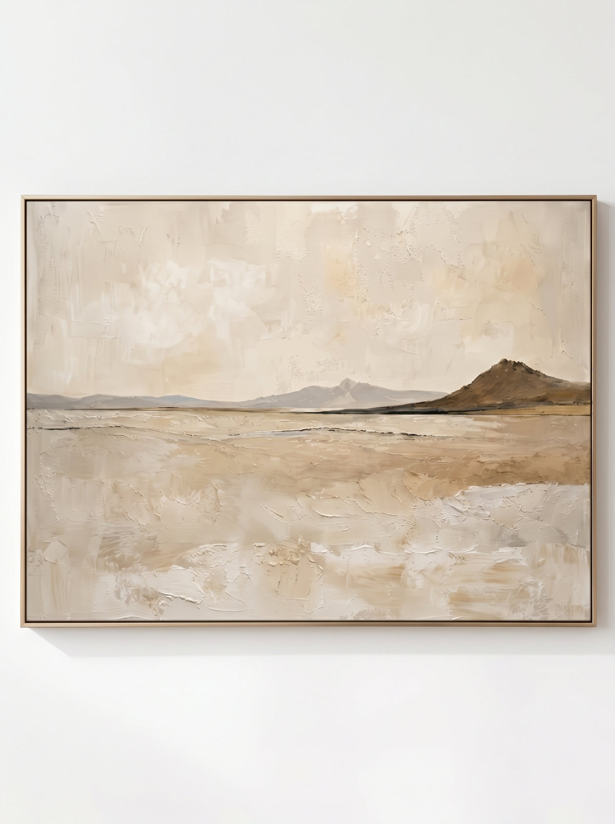 Wabi-Sabi horizontal desert horizon hand-painted textured canvas art by Evelyn Li in floating frame