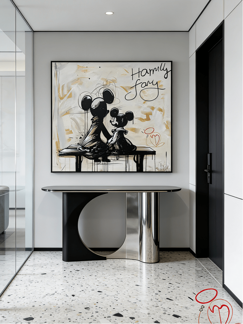 graffiti painting with two iconic cartoon characters sitting KS#0169 — styled display view 3.