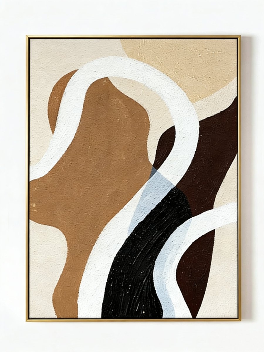 Hand-painted minimalist organic abstract wall art with heavy sand texture in earth tones
