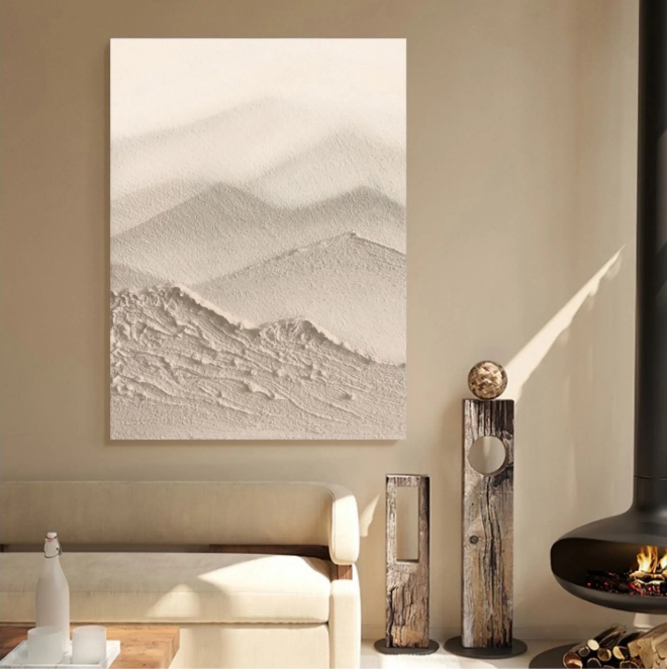 Abstract Textured Mountain Art Painting | Nature-Themed Living Room Decor Painting
