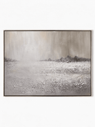 Textured horizontal misty snow field landscape oil painting on canvas by Evelyn Li - WABI Wall Art