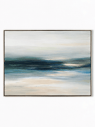 Minimalist horizontal coastal horizon oil painting on canvas by Evelyn Li - WABI Wall Art