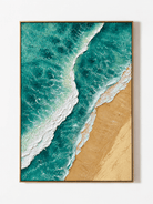 Textured vertical aerial ocean wave painting on canvas by Leo Liang - WABI Wall Art