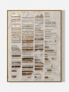 Vertical textured weathered gold leaf and plaster relief painting on canvas by Eliot Vermeer - WABI Wall Art