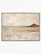 Wabi-Sabi horizontal desert horizon hand-painted textured canvas art by Evelyn Li in floating frame