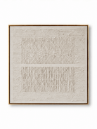 Minimalist square white textured plaster relief canvas painting by Eliot Vermeer - WABI Wall Art