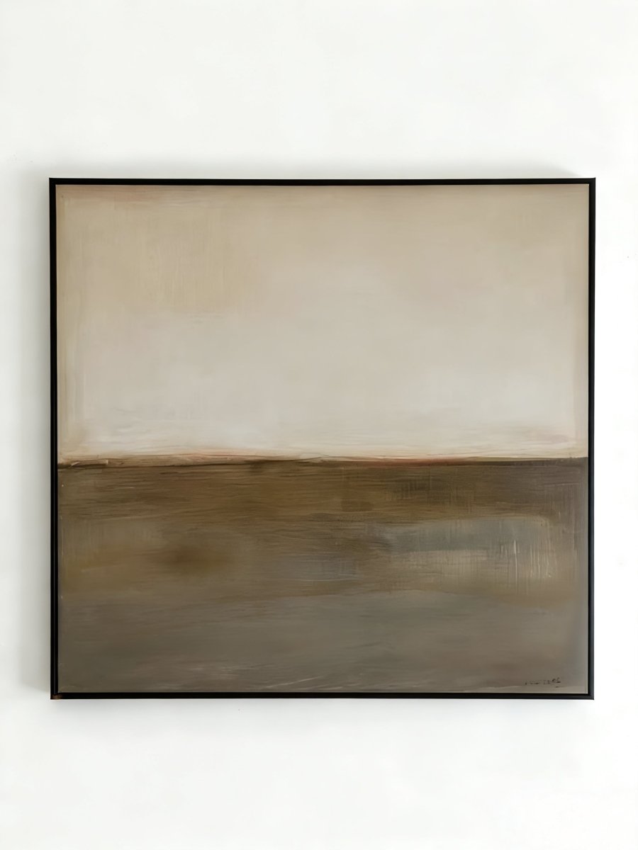 Original minimalist abstract painting-earth tone desert landscape , wabi-sabi wall art for bedroom or meditation room decor