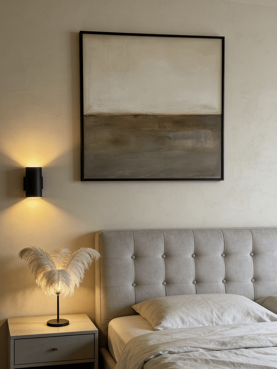 Original minimalist abstract painting-earth tone desert landscape , wabi-sabi wall art for bedroom or meditation room decor