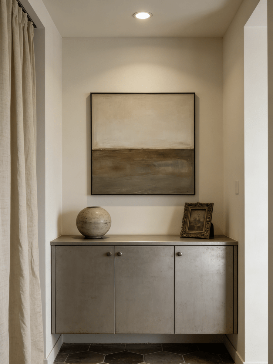 Original minimalist abstract painting-earth tone desert landscape , wabi-sabi wall art for bedroom or meditation room decor