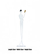 abstract male figure reading a gold book, 51cm tall matte white metal sculpture for home office shelf decor