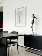 abstract female figure sculpture, 48cm tall matte black metal lady statuette for modern home decor
