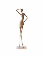 abstract female figure sculpture, 48cm tall matte black metal lady statuette for modern home decor