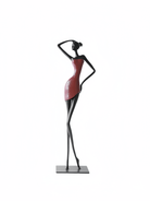 abstract female figure sculpture, 48cm tall matte black metal lady statuette for modern home decor