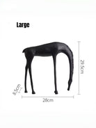 minimalist matte black metal horse sculpture standing on black decorative books, modern Nordic shelf decor