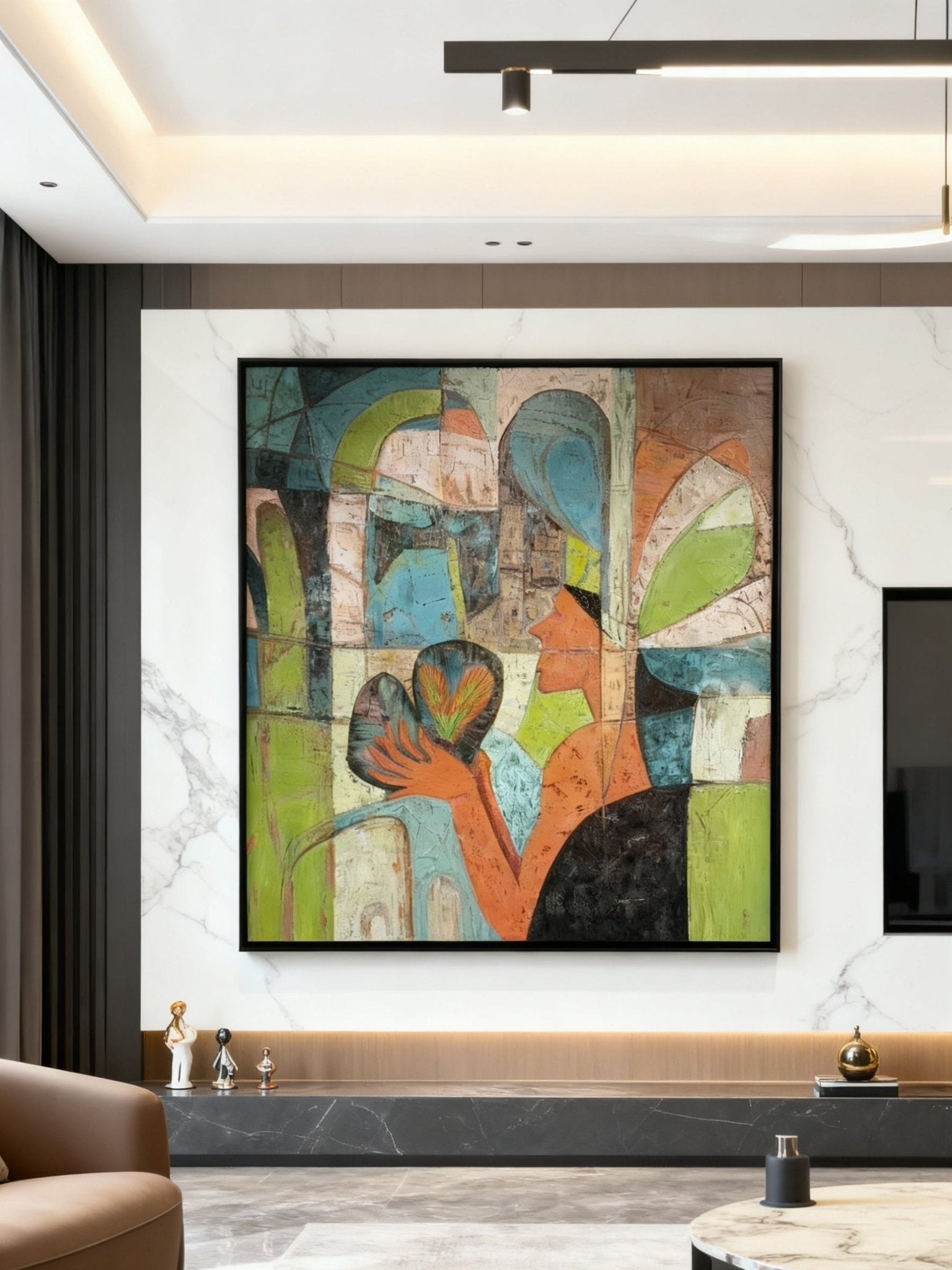 Modern Native American Portrait Painting | Hand-Painted Inspirational Wall Art for Living Room
