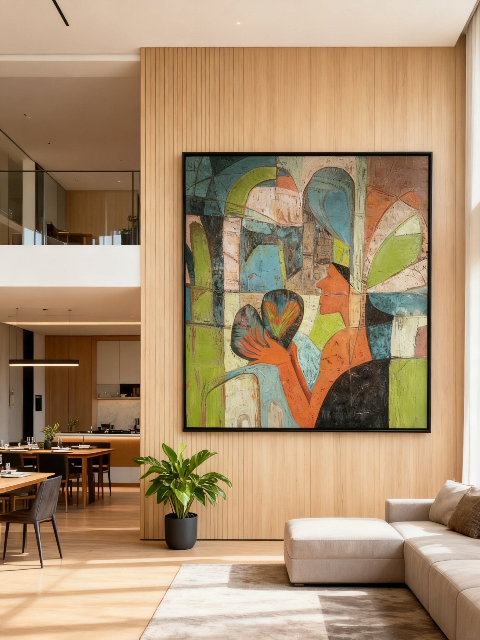 Modern Native American Portrait Painting | Hand-Painted Inspirational Wall Art for Living Room