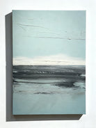 Abstract hand-painted oil painting of black sea and blue sky, modern ocean wall art for home decor