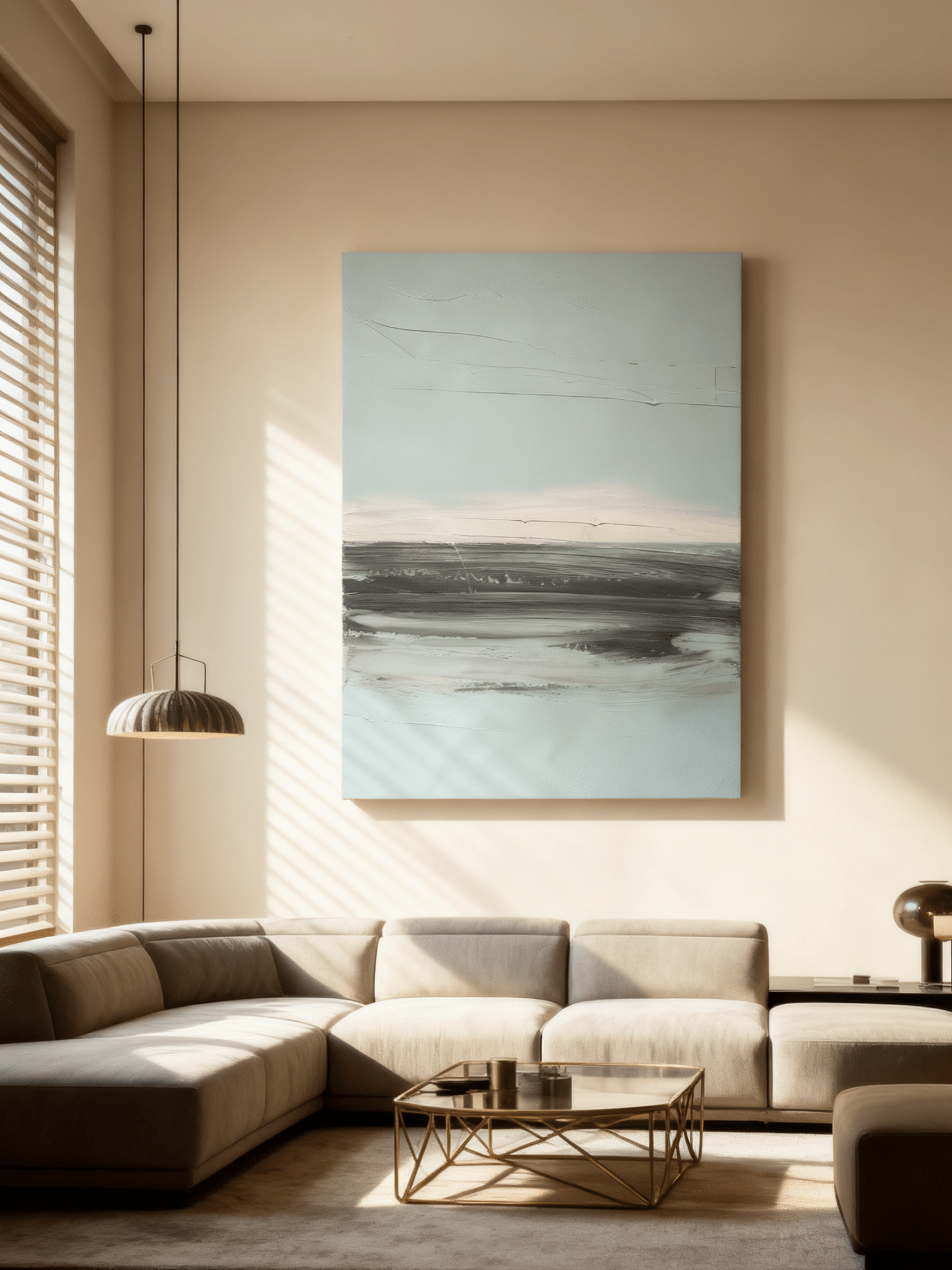 Close-up of textured brushstrokes in abstract black sea painting, showing artist's technique