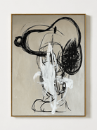 Hand-painted abstract mouse portrait in black, white and beige graffiti linework by Kaelan Slate