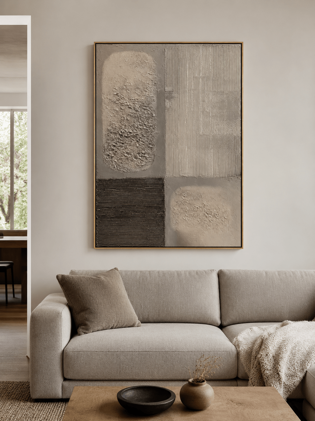 Modern textured abstract wall art in neutral tones