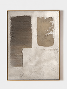 Hand painted wabi sabi textured geometric wall art with neutral abstract forms and raised ribbed texture by Eliot Vermeer
