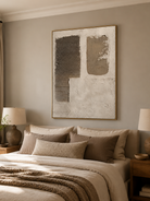 Neutral wabi sabi wall art with raised line texture and organic abstract shapes
