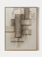 Hand painted textured geometric wall art with neutral architectural stone layers and raised 3D texture by Eliot Vermeer