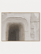 Hand-painted neutral textured wall art with layered arch forms in ivory, greige and charcoal by Eliot Vermeer