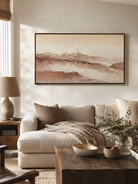 Panoramic abstract desert landscape wall art in soft neutral tones
