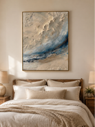 Blue abstract ocean canvas painting for living room, bedroom and beach house decor