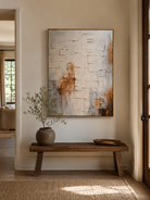 Organic modern wall art with 3D texture and warm abstract grid composition