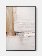 Hand-painted neutral textured abstract wall art in ivory and beige by Eliot Vermeer on a white background