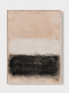 Hand-painted beige and black abstract wall art with weathered neutral texture by Akari Kobayashi on white