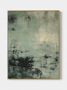 Hand-painted wabi-sabi sage green abstract wall art with textured finish and charcoal details
