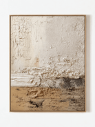 Hand-painted Wabi Sabi textured abstract landscape painting in ivory, beige, taupe and charcoal by Evelyn Li