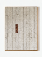 Hand-painted minimalist textured geometric abstract painting in ivory, cream and warm brown by Eliot Vermeer