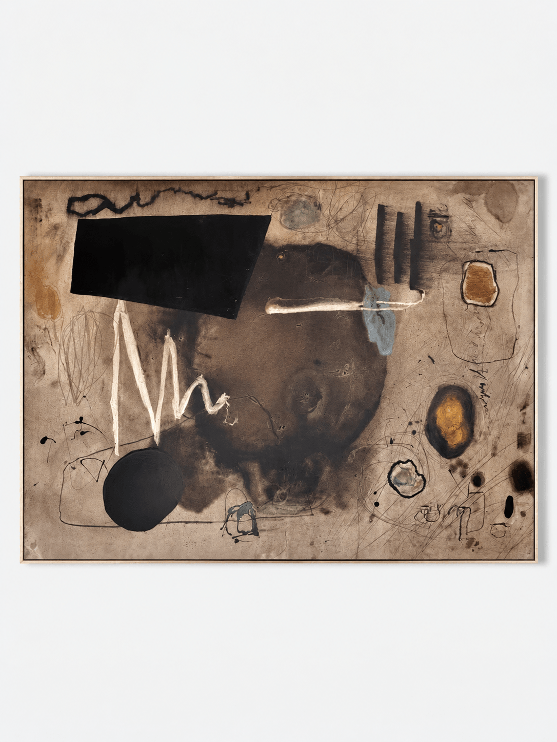 Hand-painted contemporary gestural abstract painting in brown, black and earth tones by Kaelan Slate